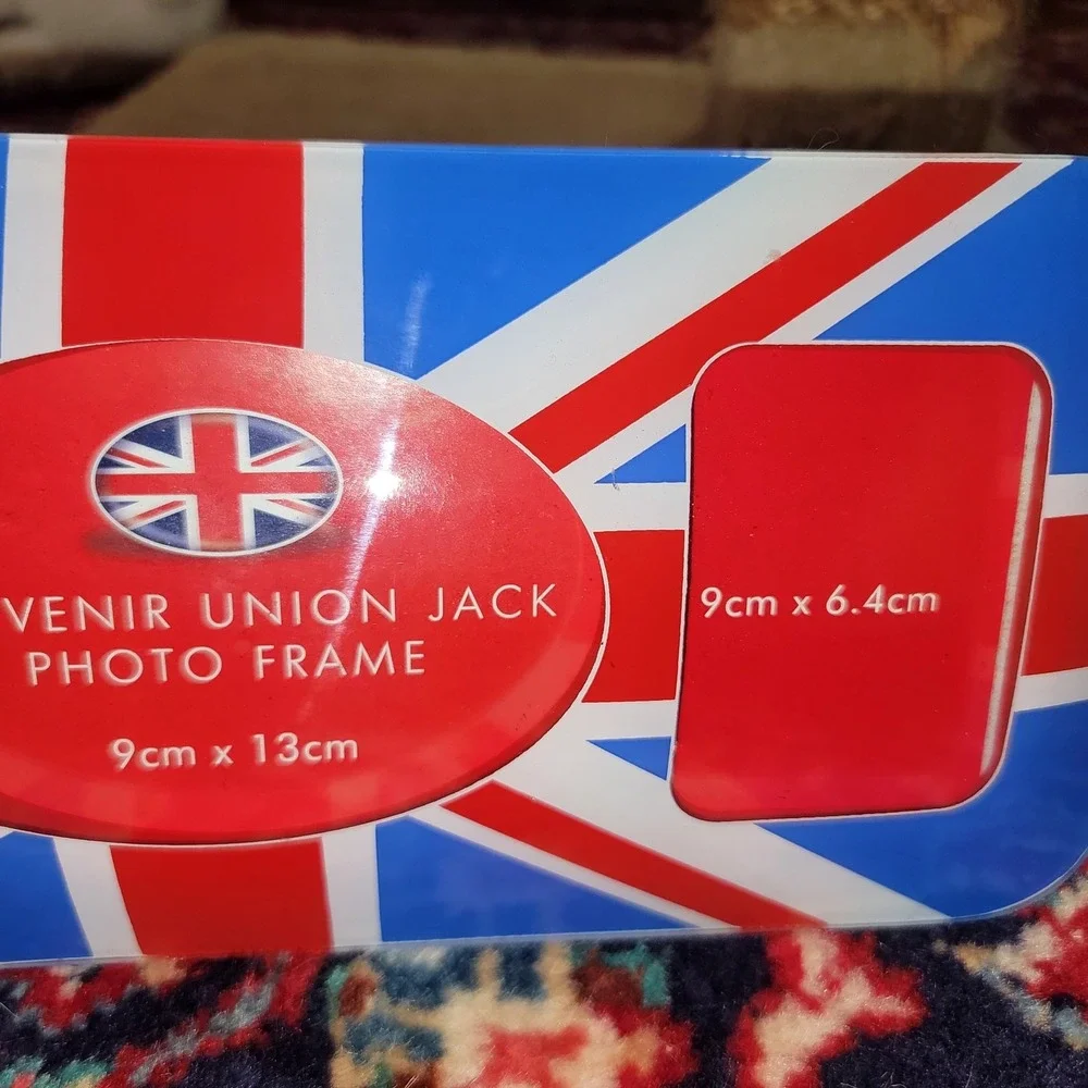 Souvenir Union Jack Double Photo Frame Red White Blue UK Flag